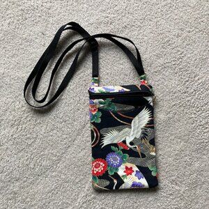 Crane-Print Small Cross-Body Purse